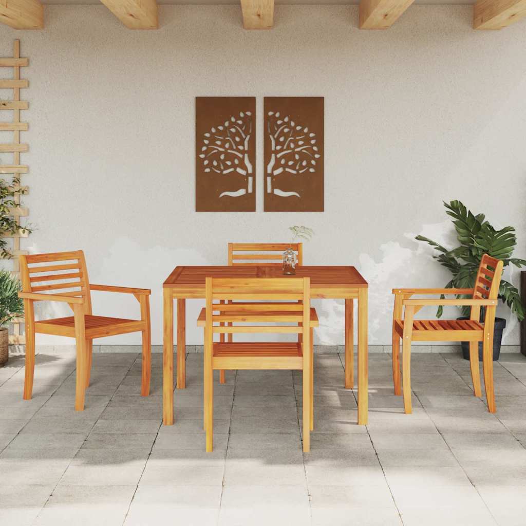 Tuin eettafelset 5 pcs Bruin Massief Acaciahout