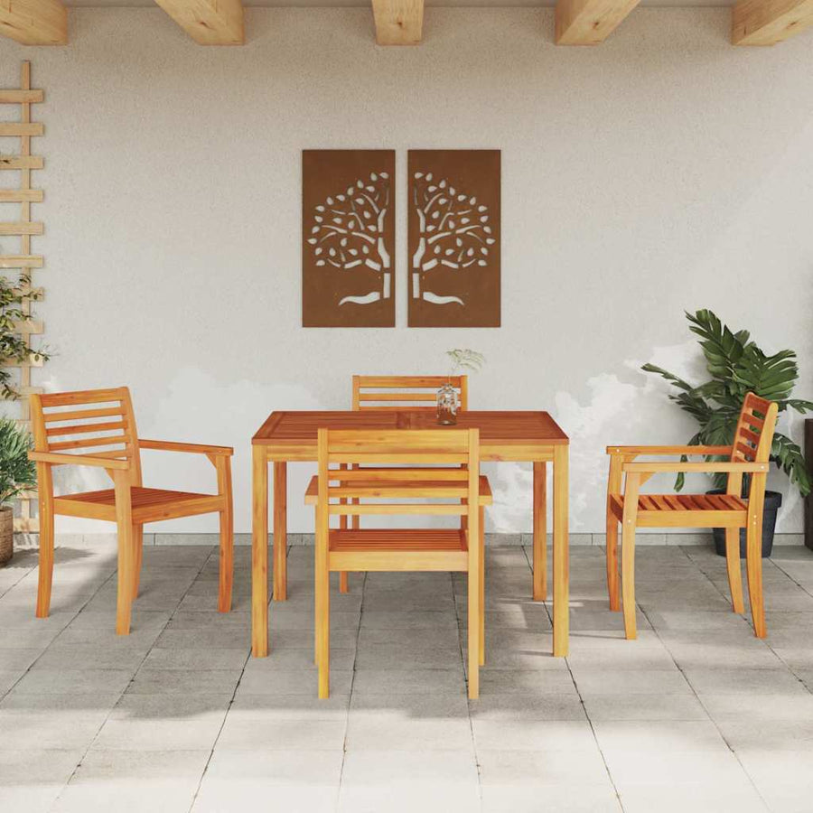 Tuin eettafelset 5 pcs Bruin Massief Acaciahout