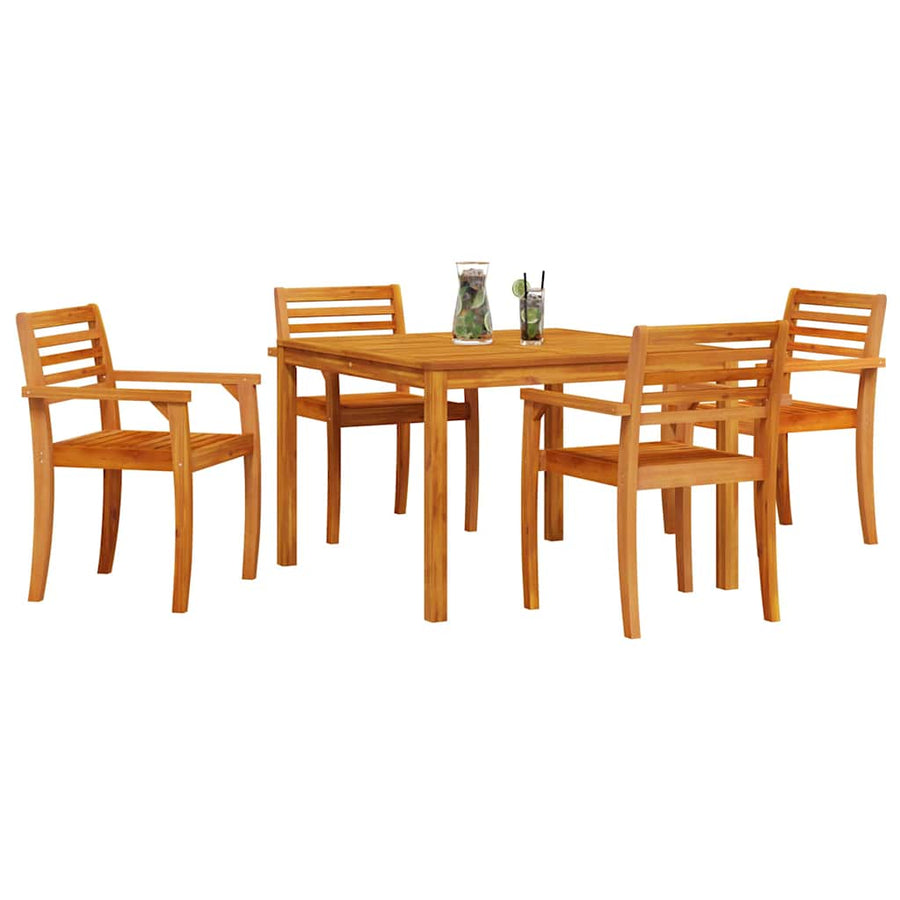 Tuin eettafelset 5 pcs Bruin Massief Acaciahout