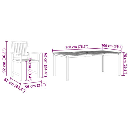 Tuin Eetset 9 pcs Bruin Massief acaciahout