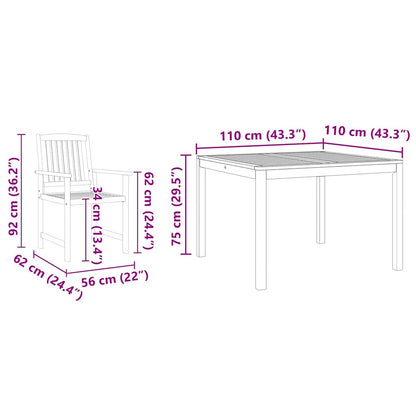 Tuin eettafelset 5 pcs Bruin Massief Acaciahout