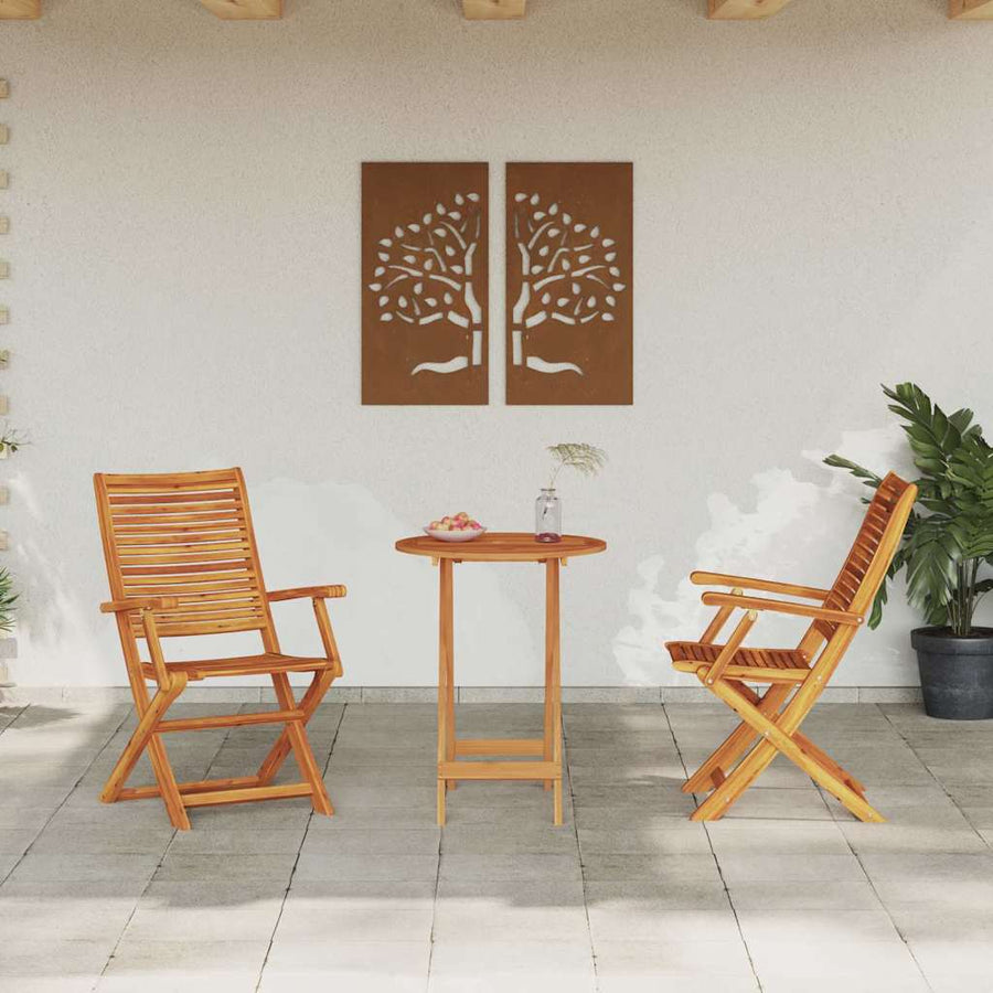 Vouw Bistro Set 3 Pcs Bruin Massief Acaciahout 60 cm tafel diameter