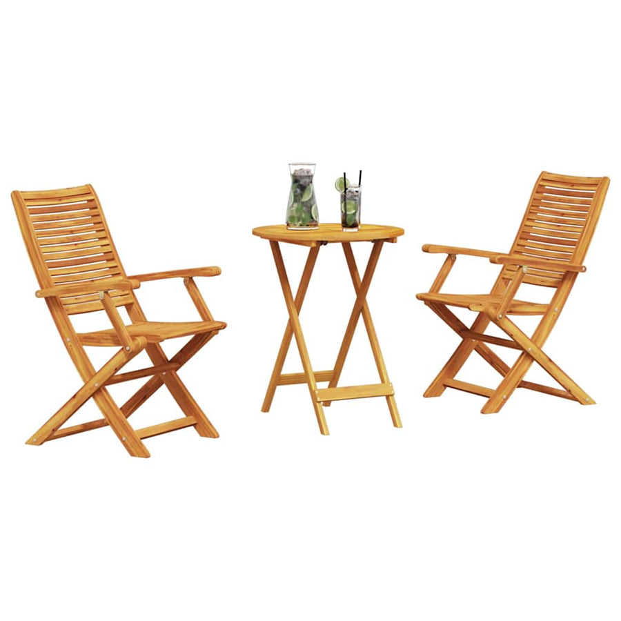Vouw Bistro Set 3 Pcs Bruin Massief Acaciahout 60 cm tafel diameter