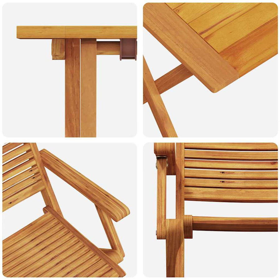 Vouw Bistro Set 3 Pcs Bruin Massief Acaciahout 60 cm tafellengte