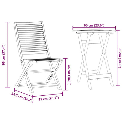 Vouw Bistro Set 3 pcs Bruin Massief Acaciahout