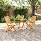 Folding Bistro Set 3 Pieces Brown Solid Acacia Wood 60 cm table diameter