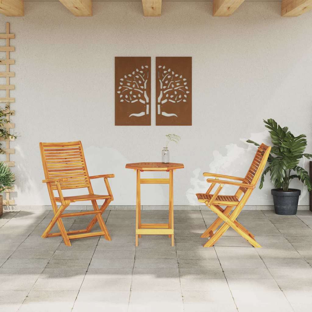 Vouw Bistro Set 3 Pcs Bruin Massief Acaciahout 60 cm tafel diameter