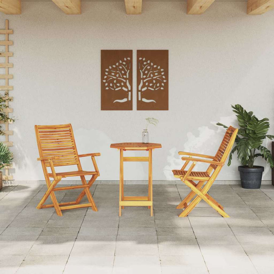Vouw Bistro Set 3 Pcs Bruin Massief Acaciahout 60 cm tafel diameter