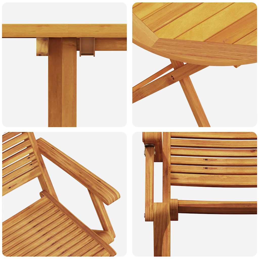 Vouw Bistro Set 3 Pcs Bruin Massief Acaciahout 70 cm tafel diameter