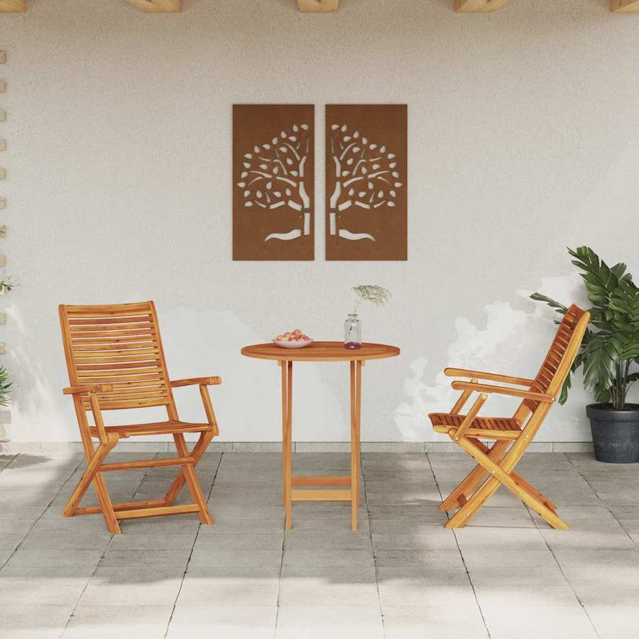 Vouw Bistro Set 3 Pcs Bruin Massief Acaciahout 70 cm tafel diameter