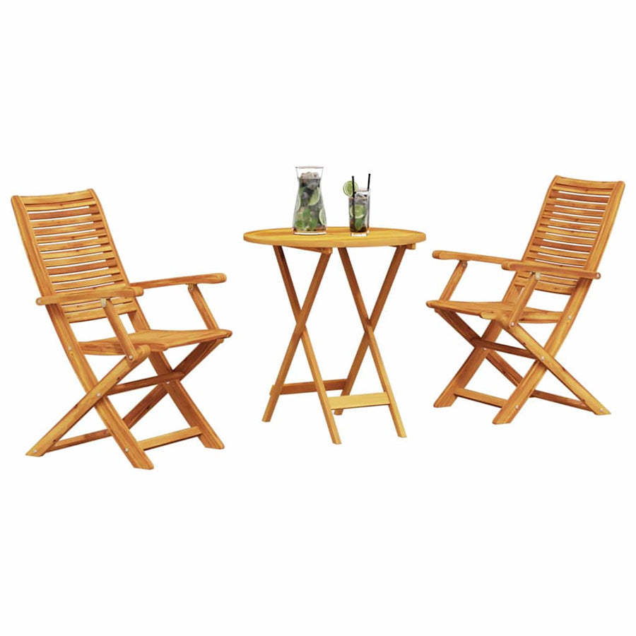 Vouw Bistro Set 3 Pcs Bruin Massief Acaciahout 70 cm tafel diameter