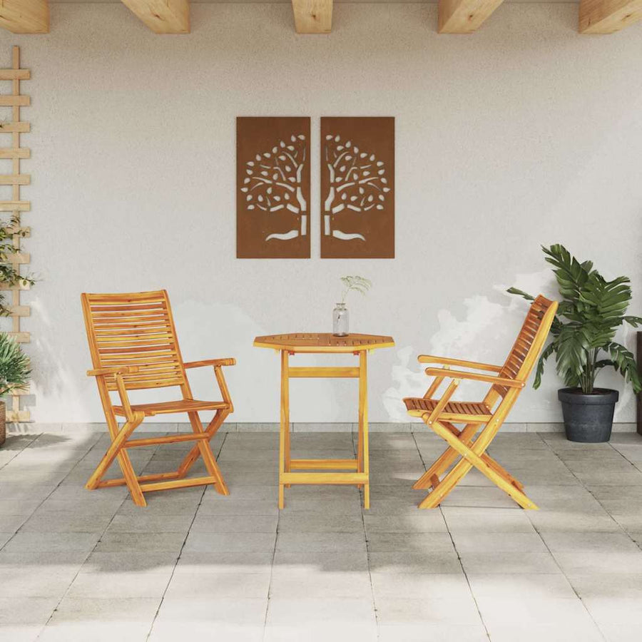 Vouw Bistro Set 3 Pcs Bruin Massief Acaciahout 70 cm tafel diameter