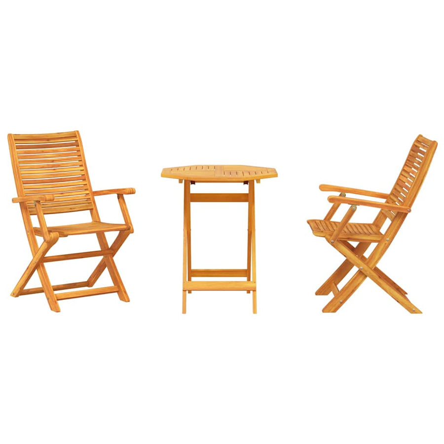Vouw Bistro Set 3 Pcs Bruin Massief Acaciahout 70 cm tafel diameter