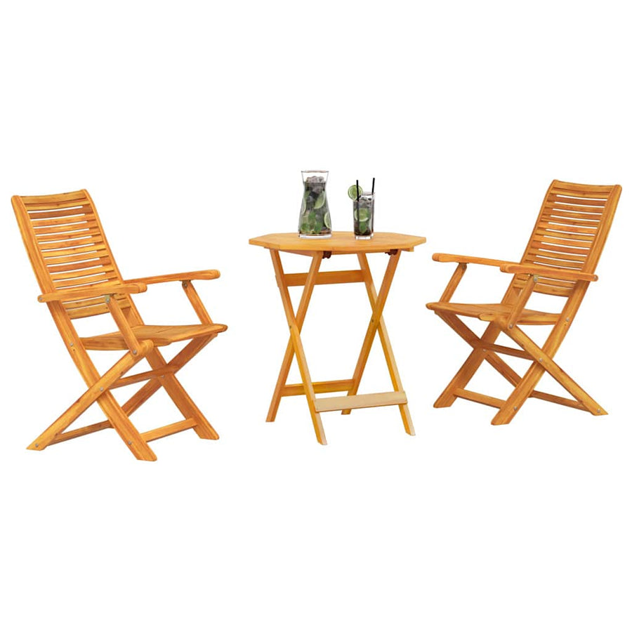Vouw Bistro Set 3 Pcs Bruin Massief Acaciahout 70 cm tafel diameter