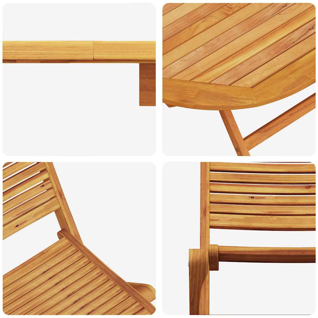 Tuin Eetset 5 Pcs Bruin Massief Acaciahout 4x stoel + ronde tafel