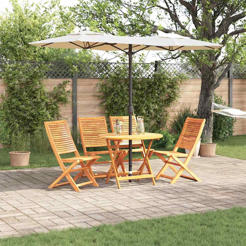 Tuin Eetset 5 Pcs Bruin Massief Acaciahout 4x stoel + ronde tafel