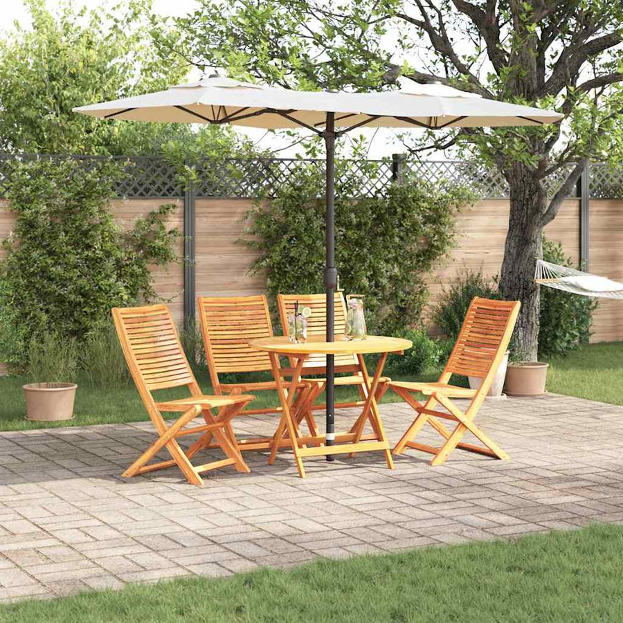 Tuin Eetset 5 Pcs Bruin Massief Acaciahout 4x stoel + ronde tafel