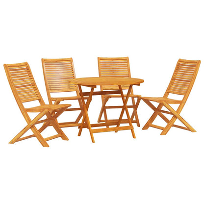 Tuin Eetset 5 Pcs Bruin Massief Acaciahout 4x stoel + ronde tafel