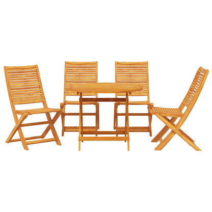 Tuin Eetset 5 Pcs Bruin Massief Acaciahout 4x stoel + ronde tafel