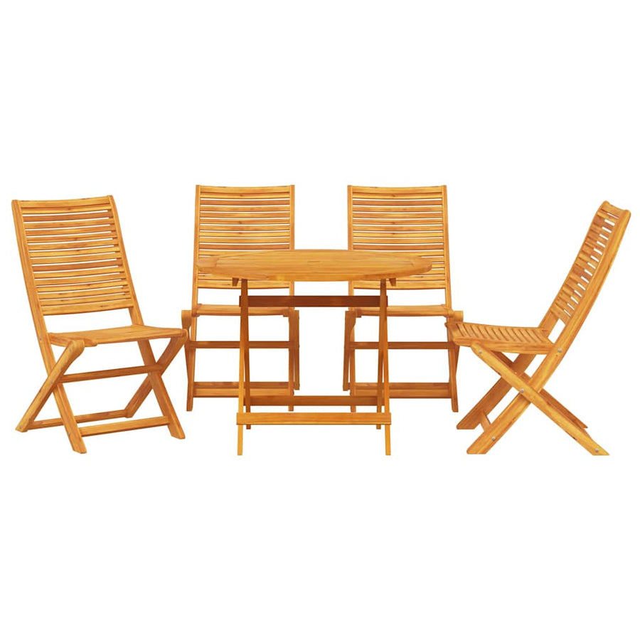 Tuin Eetset 5 Pcs Bruin Massief Acaciahout 4x stoel + ronde tafel