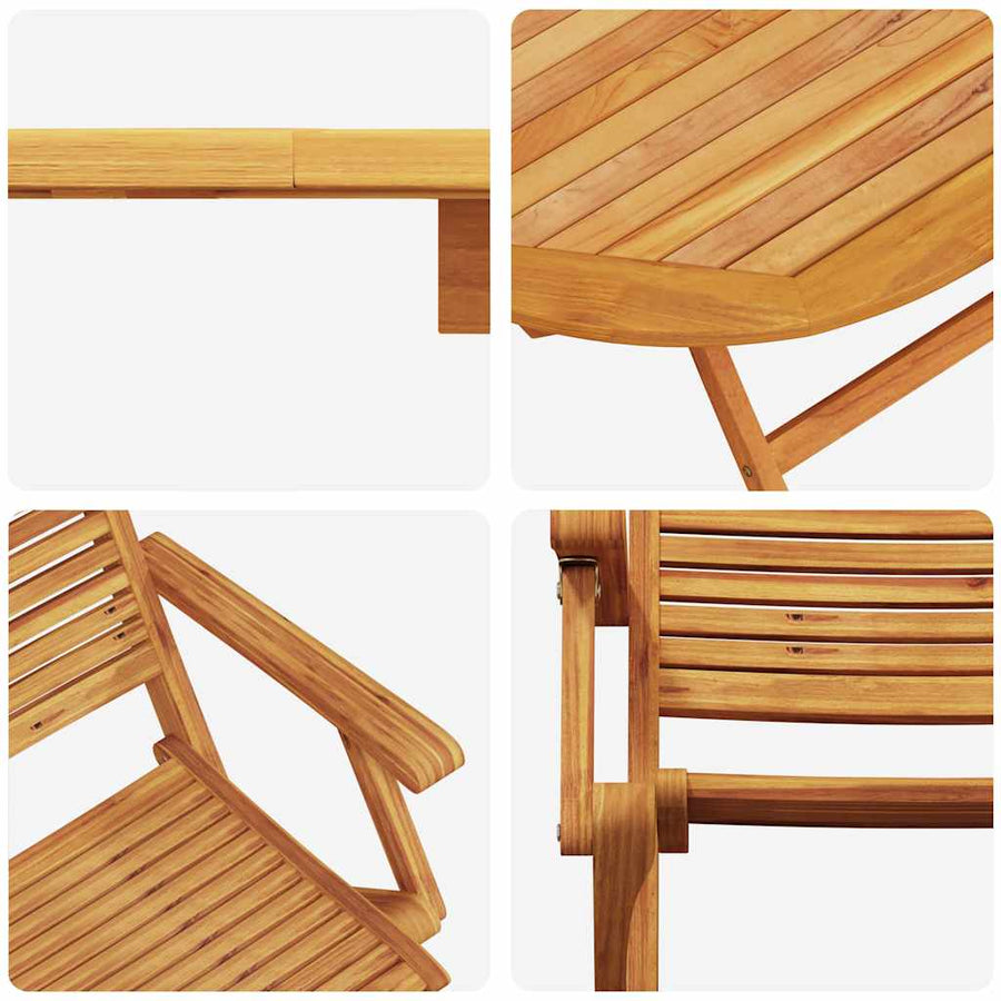 Tuin Eetset 5 Pcs Bruin Massief Acaciahout 4x fauteuil + ronde tafel