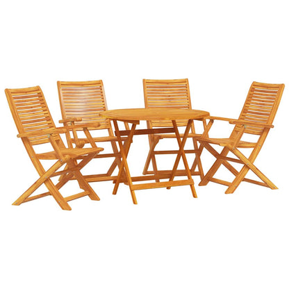 Tuin Eetset 5 Pcs Bruin Massief Acaciahout 4x fauteuil + ronde tafel