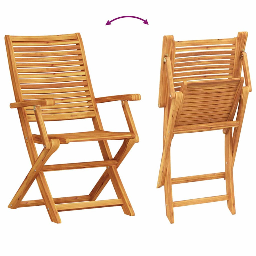 Tuin Eetset 5 Pcs Bruin Massief Acaciahout 4x fauteuil + ronde tafel