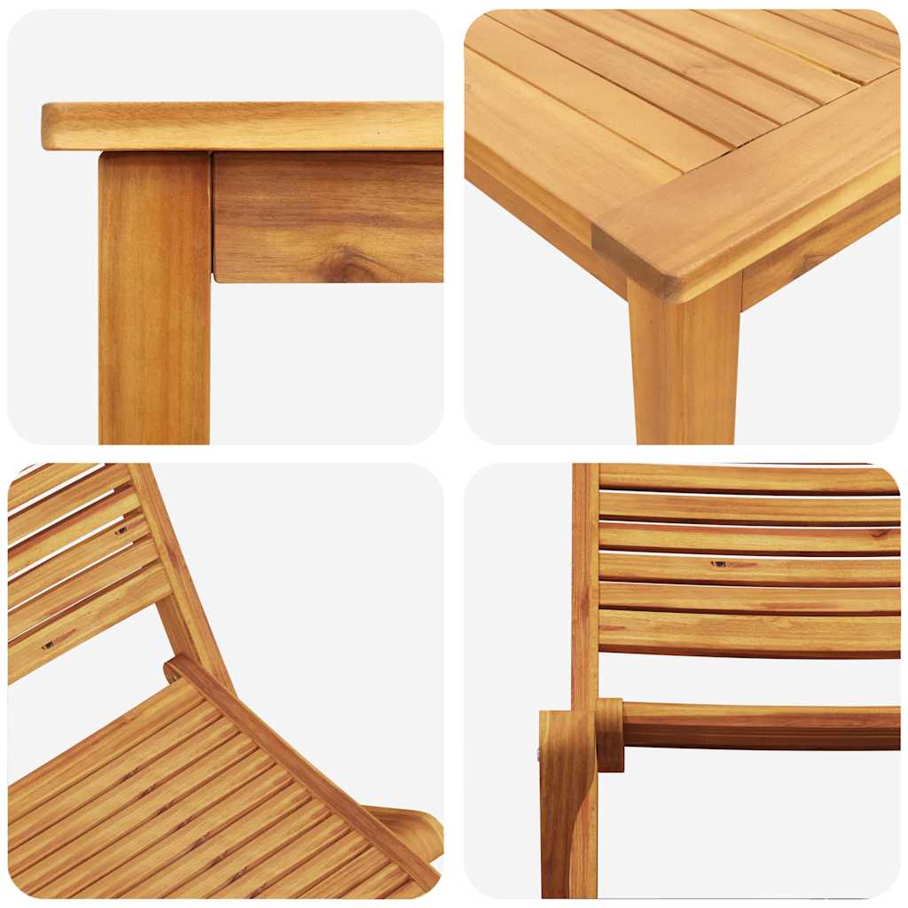 Tuin Eetset 5 Pcs Bruin Massief Acaciahout 4x stoel + vierkante tafel
