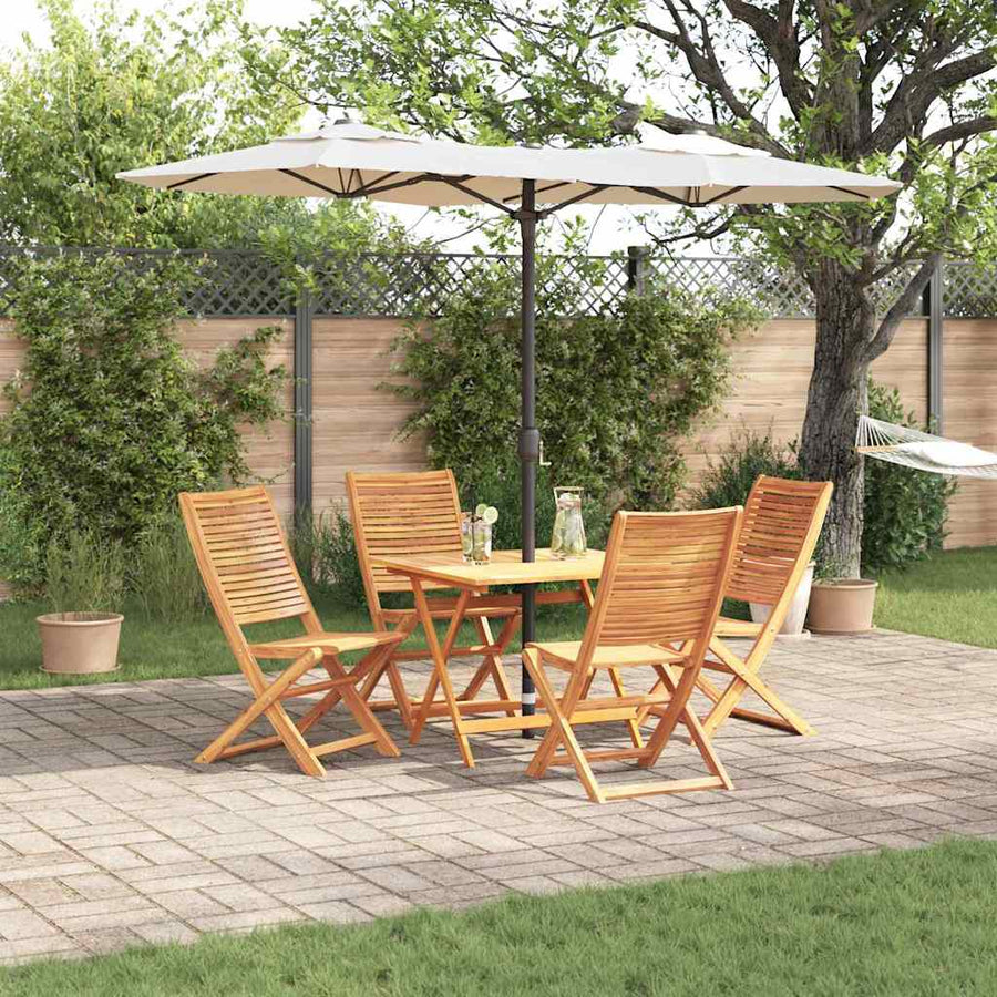 Tuin Eetset 5 Pcs Bruin Massief Acaciahout 4x stoel + vierkante tafel