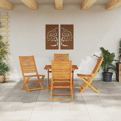 Tuin Eetset 5 Pcs Bruin Massief Acaciahout 4x stoel + vierkante tafel