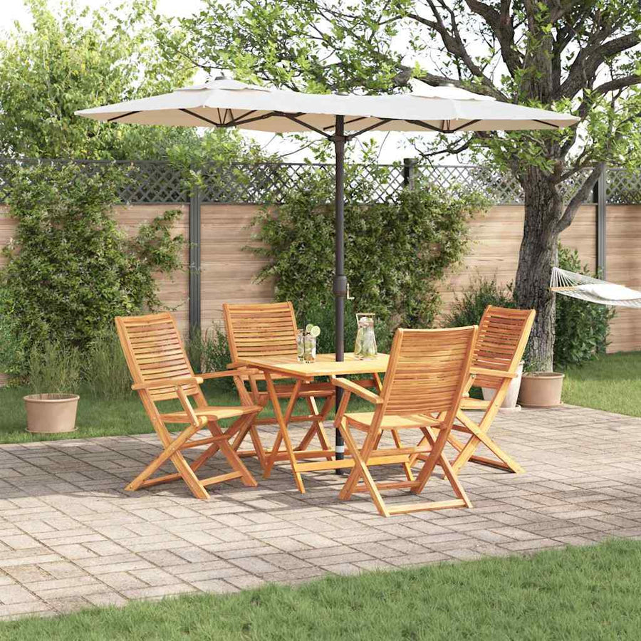 Tuin Eetset 5 Pcs Bruin Massief Acaciahout 4x fauteuil + vierkante tafel