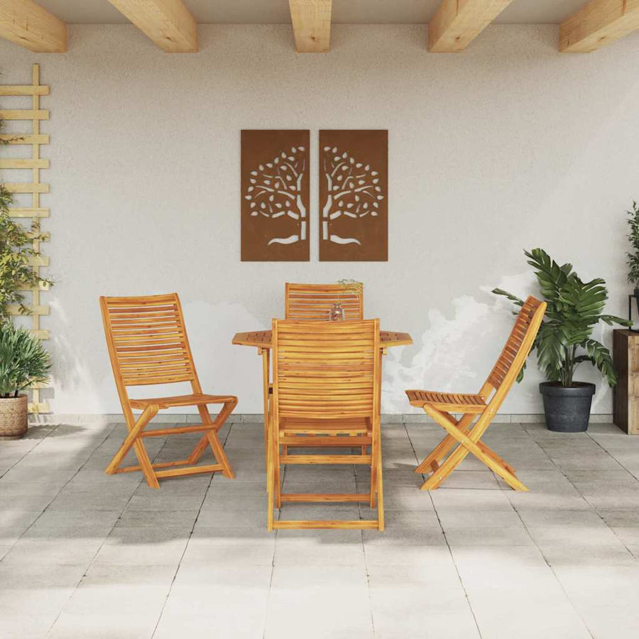 Tuin Eetset 5 Pcs Bruin Massief Acaciahout