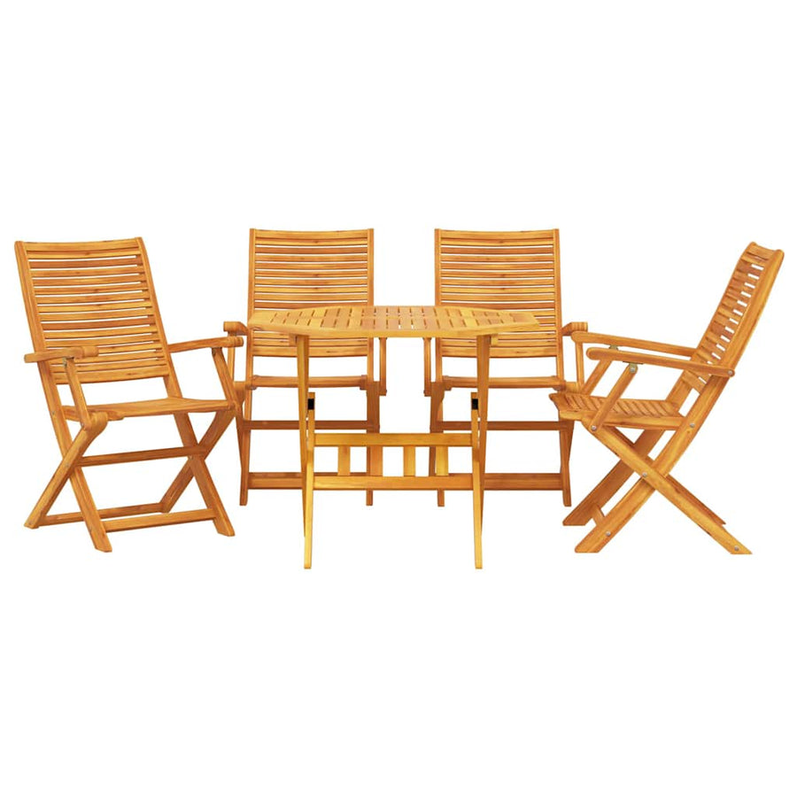 Tuin Eetset 5 Pcs Bruin Massief Acaciahout 4 armstoelen + octagonale tafel