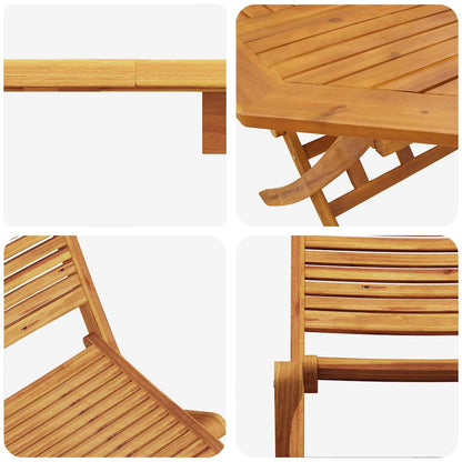 Tuin Eetset 5 Pcs Bruin Massief Acaciahout 4x stoel + ronde tafel