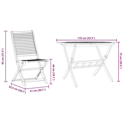 Tuin Eetset 5 Pcs Bruin Massief Acaciahout 4x stoel + ronde tafel
