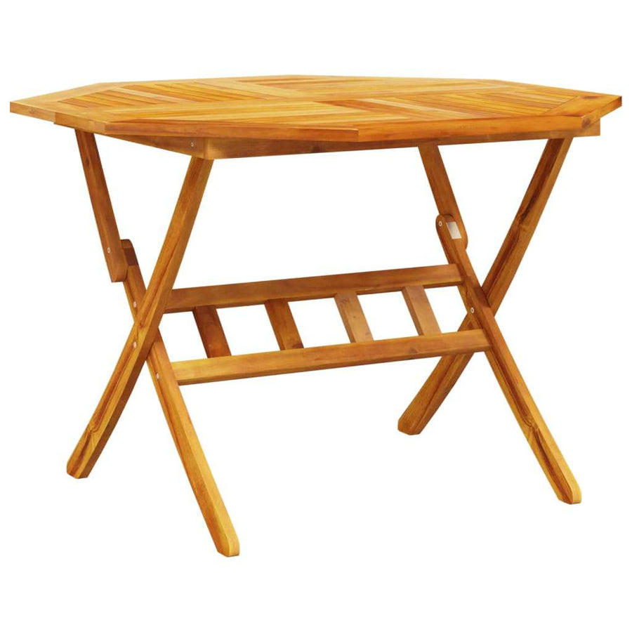 Tuin Eetset 5 Pcs Bruin Massief Acaciahout 4x fauteuil + achtkante tafel
