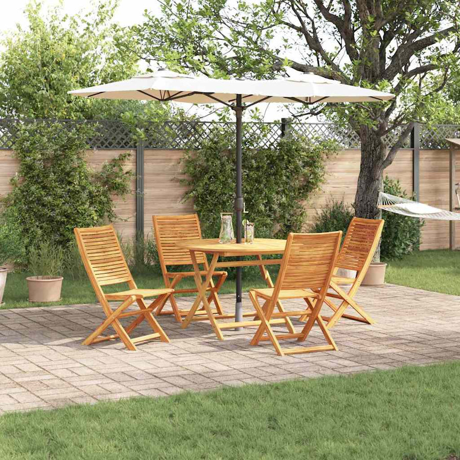 Tuin Eetset 5 Pcs Bruin Massief Acaciahout 4x stoelen + ronde tafel