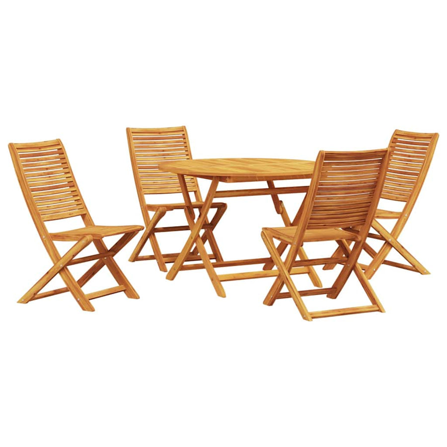 Tuin Eetset 5 Pcs Bruin Massief Acaciahout 4x stoelen + ronde tafel
