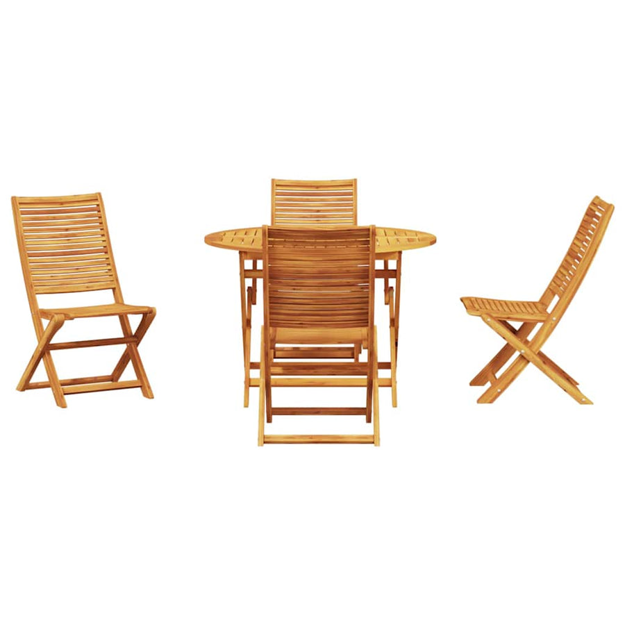 Tuin Eetset 5 Pcs Bruin Massief Acaciahout 4x stoelen + ronde tafel