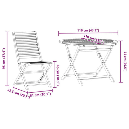 Tuin Eetset 5 Pcs Bruin Massief Acaciahout 4x stoelen + ronde tafel