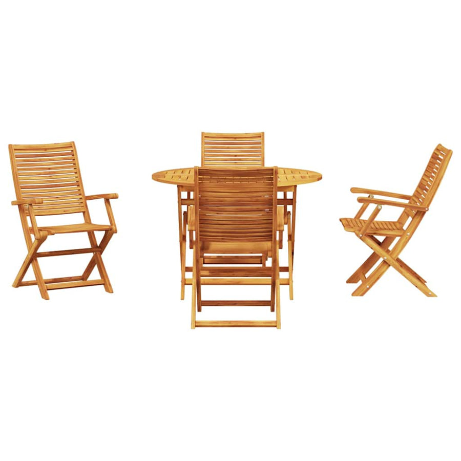 Tuin Eetset 5 Pcs Bruin Massief Acaciahout 4x fauteuil + ronde tafel