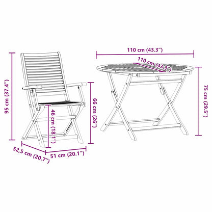 Tuin Eetset 5 Pcs Bruin Massief Acaciahout 4x fauteuil + ronde tafel
