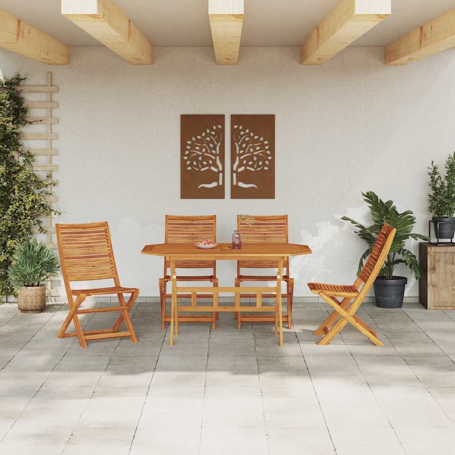 Tuin Eetset 5 Pcs Bruin Massief Acaciahout 4x stoel + tafel
