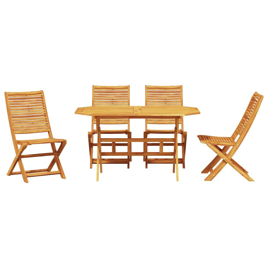 Tuin Eetset 5 Pcs Bruin Massief Acaciahout 4x stoel + tafel