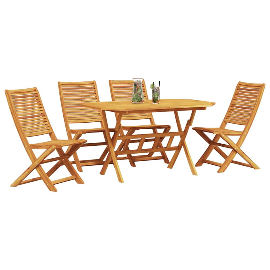 Tuin Eetset 5 Pcs Bruin Massief Acaciahout 4x stoel + tafel