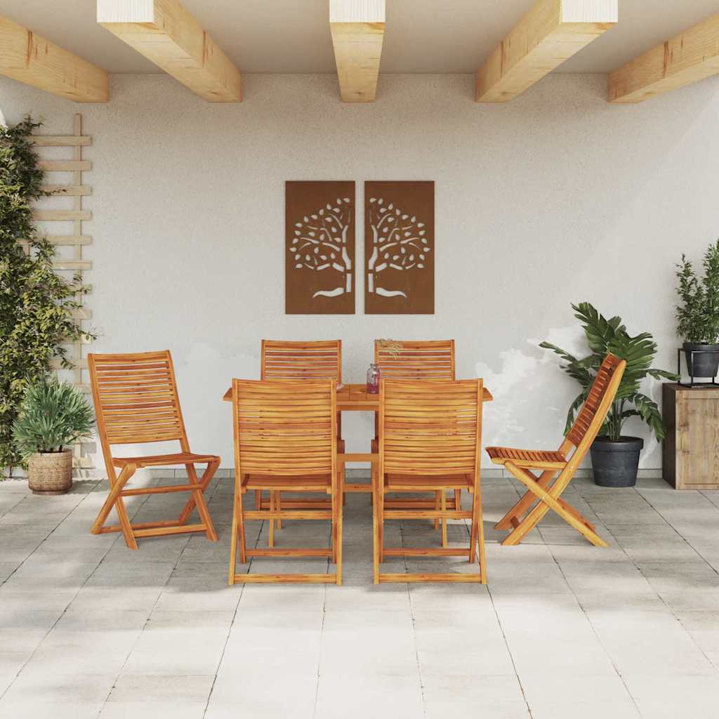 Tuin Eetset 7 Pcs Bruin Massief Acaciahout 6x stoel + tafel