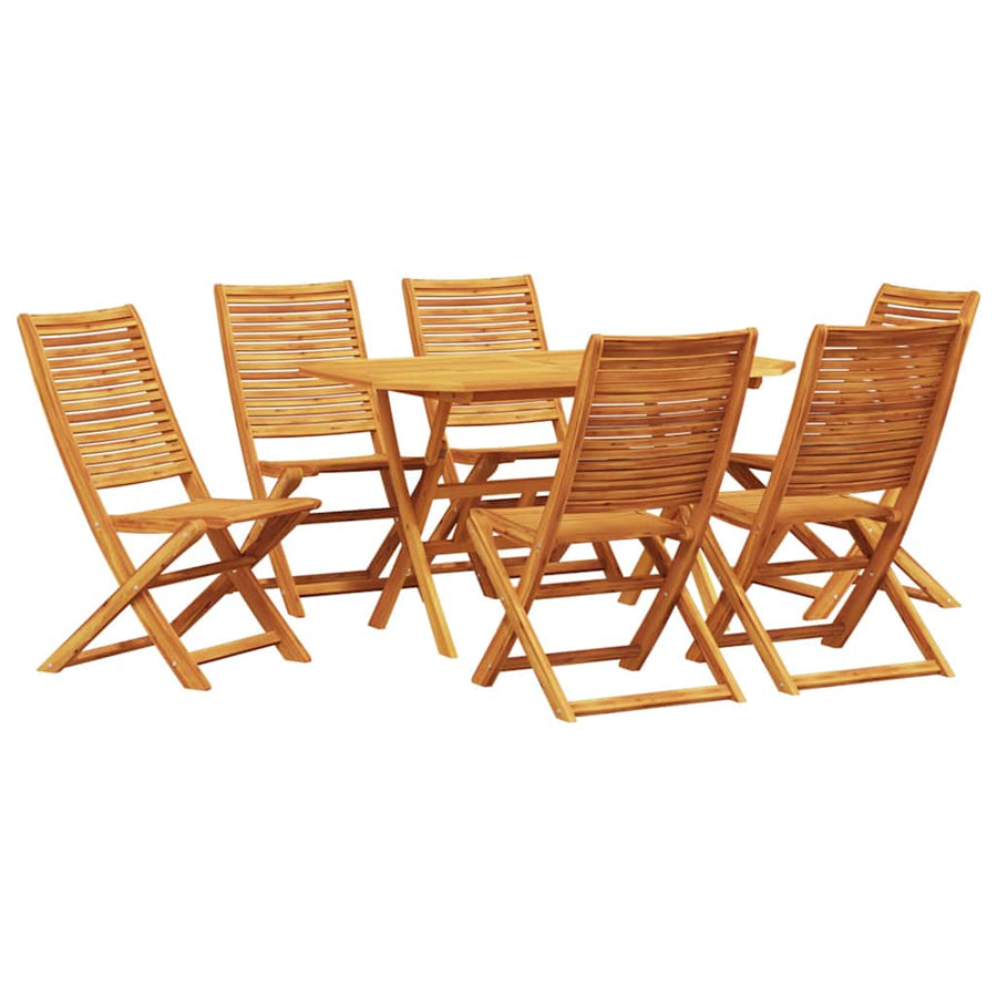 Tuin Eetset 7 Pcs Bruin Massief Acaciahout 6x stoel + tafel