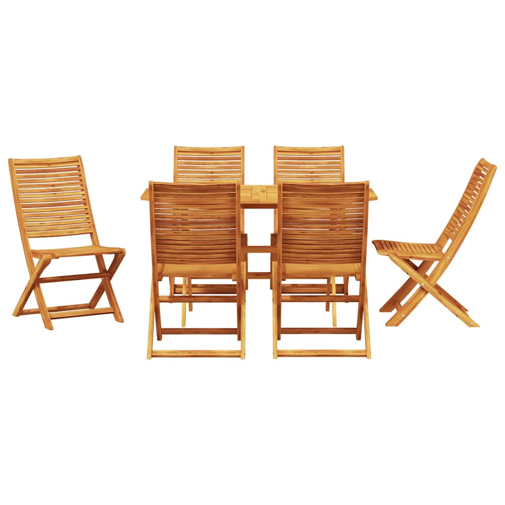 Tuin Eetset 7 Pcs Bruin Massief Acaciahout 6x stoel + tafel
