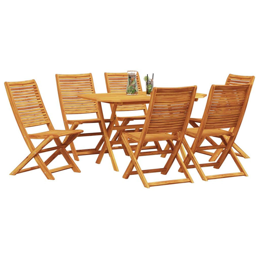 Tuin Eetset 7 Pcs Bruin Massief Acaciahout 6x stoel + tafel