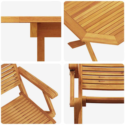 Tuin Eetset 5 Pcs Bruin Massief Acaciahout 4x armstoel + tafel